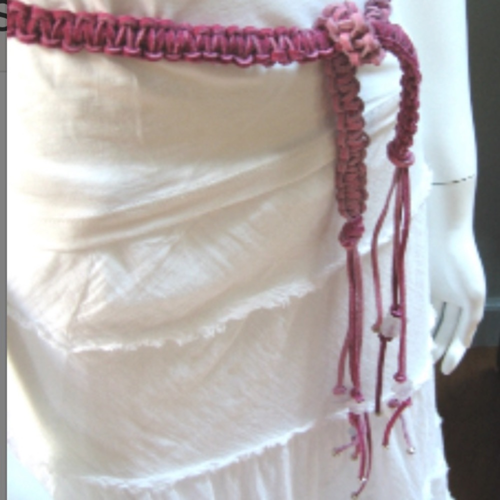 Pink Suede Leather Sea Glass Belt